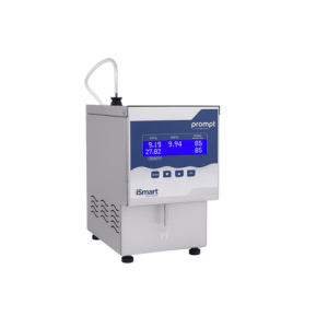 iSmart Milk Analyzer machine with stainless steel body and stirrer, used for accurate testing of milk fat, SNF, added water and density – farmer-friendly digital milk testing device.